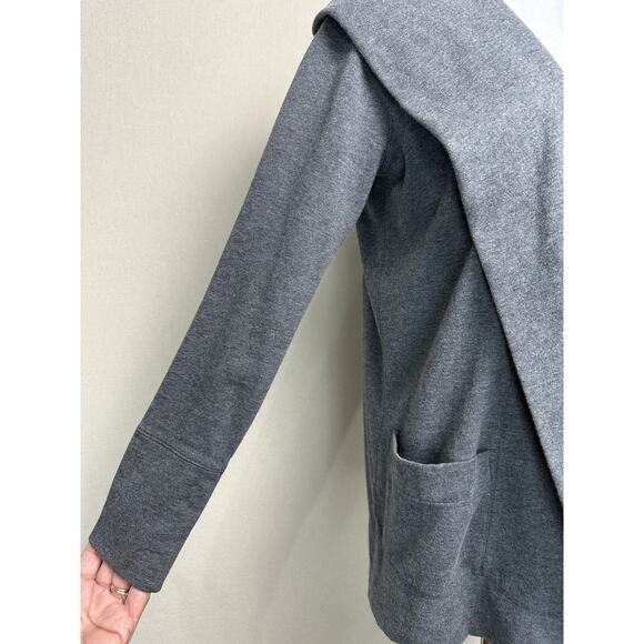 ANN TAYLOR LOFT Cardigan XS Open Front Hooded Cotton Blend Gray Classic - Picture 4 of 16